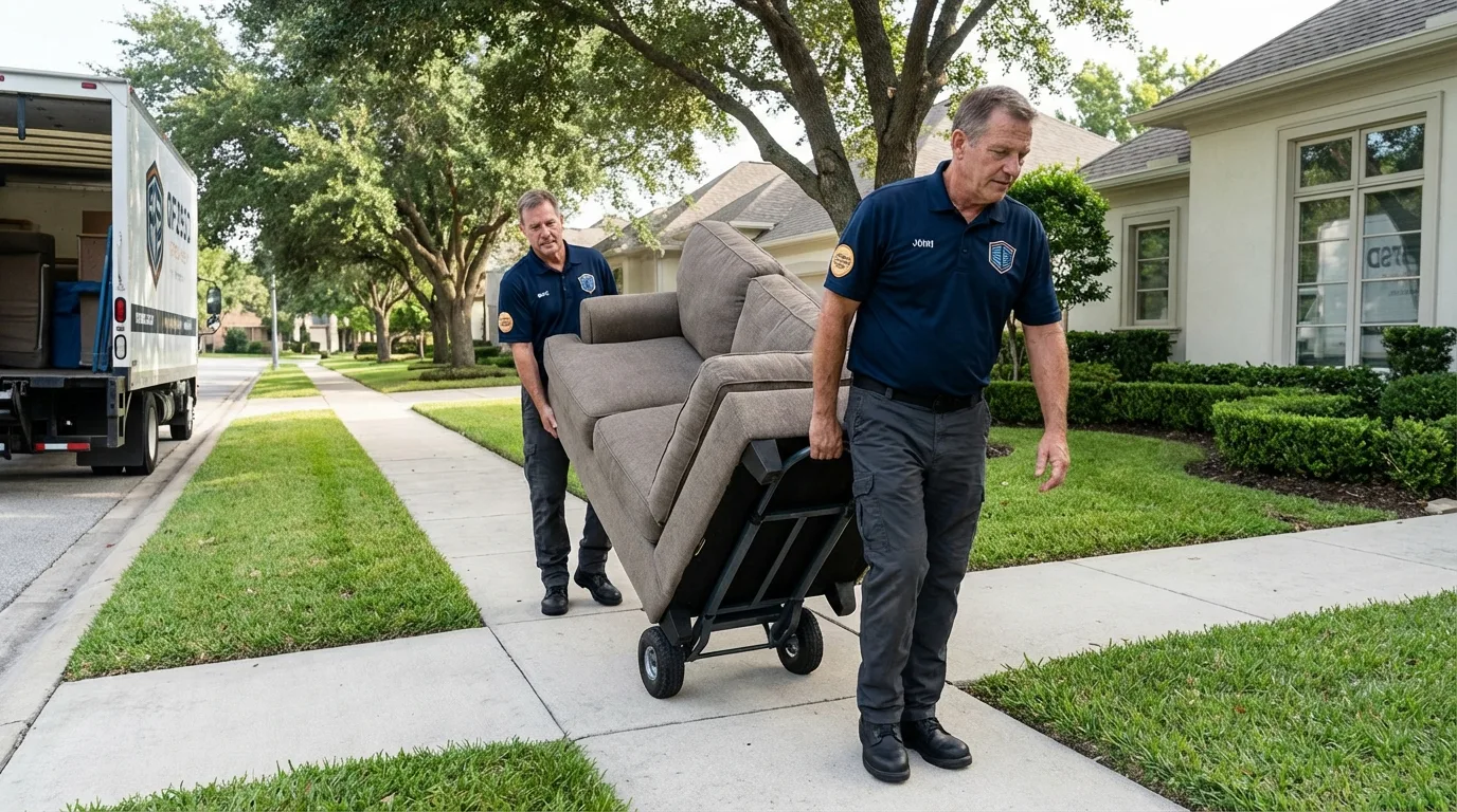 Local residential moving crew loading furniture in Spartanburg, SC