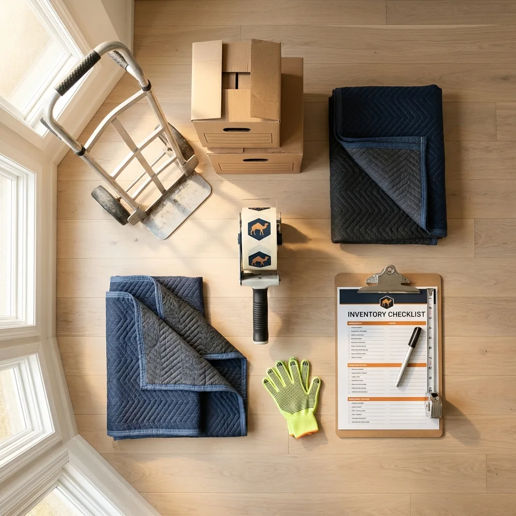 Professional moving supplies and packing materials layout for Spartanburg residential relocations